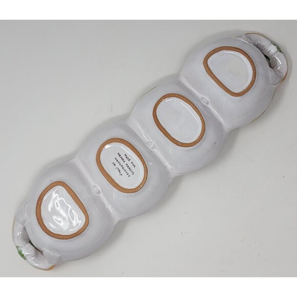 Vintage Ceramic Olive Divided Tray Rectangle Painted Fruit Neiman Marcus 15.5" - Picture 4 of 10